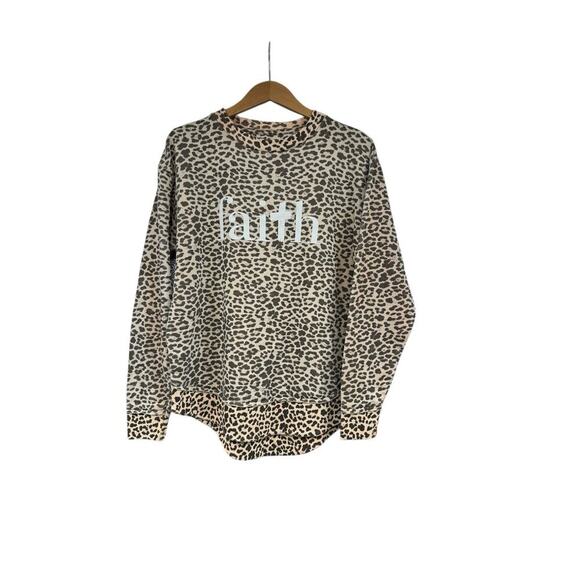 Southern Bliss Company Leopard Faith Sweatshirt Soft Womens Medium - Picture 1 of 7